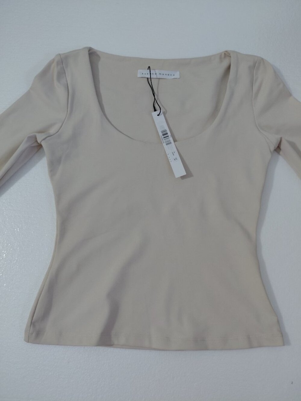 Susana Monaco Women's Beige Short Sleeve Scoop Neck Top Blouse Size XS NWT